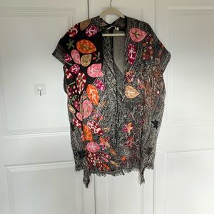 Bohemian Embroidered wool shawl scarf